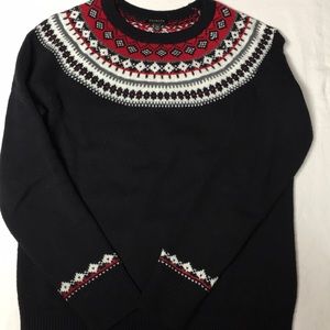 Talbots red and black fair isle sweater